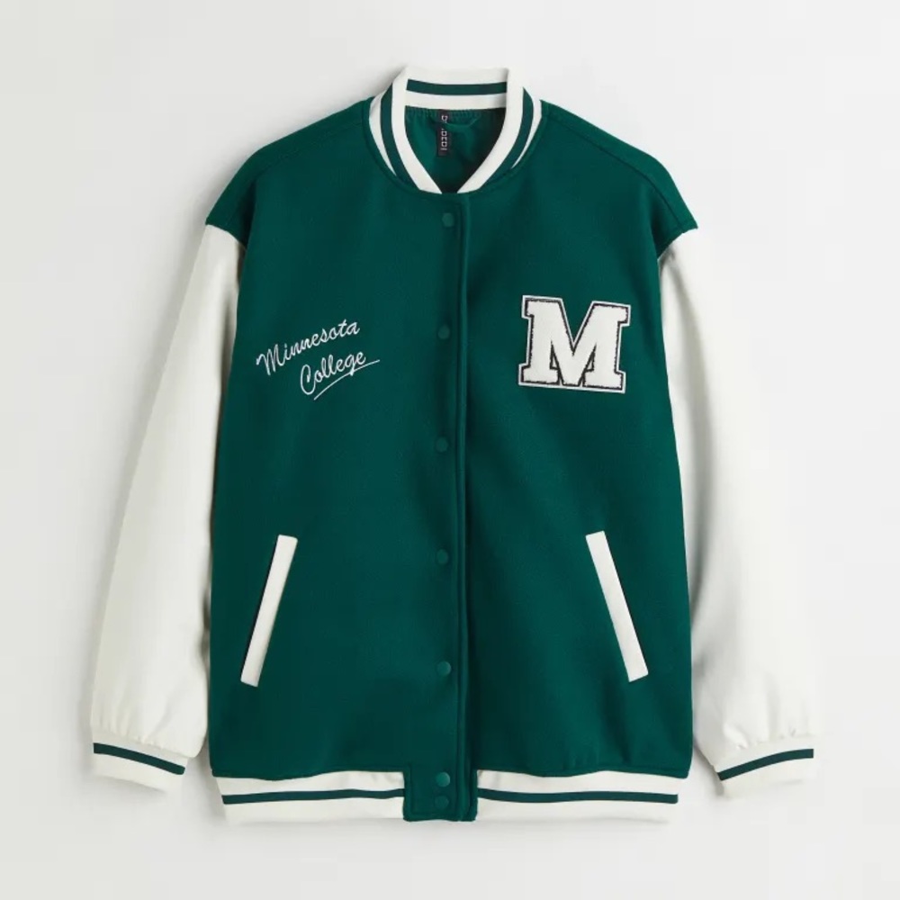 NWOT green varsity jacket H&M